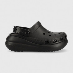 Crocs papuci Classic Crush Clog femei, culoarea negru, cu platformă 207521