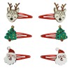 Set Clame Păr Crăciun, Model Reindeer, Moș Crăciun și Brad, Roșu, 6 Bucăți, Oem