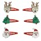 Set Clame Păr Crăciun, Model Reindeer, Moș Crăciun și Brad, Roșu, 6 Bucăți