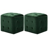Cumpara ieftin Noptiere, 2 buc., verde, 30 x 30 x 30 cm, tesatura catifea