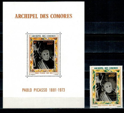 Comores 1973 - Picasso, pictura, arta, serie+colita neuzata foto