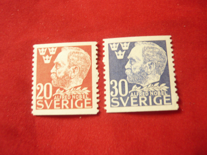 Serie Suedia 1940 - Personalitati - 50 Ani Al. Nobel , 2 valori