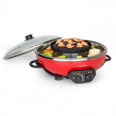 Klarstein Tafelrunde, hot pot ?i gratar, volum de 5 l, 1350 W, 600 W, ro?u foto