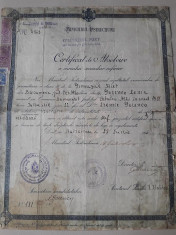 Certificat absolvire curs secundar inferior Bairamcea Cetatea Alba Basarabia foto