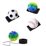 Cumpara ieftin Pachet 4 mingi hiperelastice pentru joaca activa, 2 Space Moon Ball verzi multicolor, model fotbal alb-negru si baseball alb-rosu