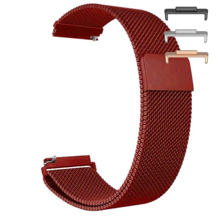 Curea tip Milanese Loop, compatibila Huawei Watch Fit 2, cu adaptor dedicat, Metalic Red