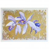 Cumpara ieftin Tablou, Flori cu contrast auriu, acuarela pe hartie, neinramat, 25x35 cm, Impresionism
