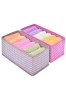 Set 2 cutii de depozitare cu imprimeu buline albe, DecorCasa, 28 x 14 x 13.5 cm