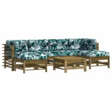 Set mobilier de gradina cu perne, 7 piese, lemn de pin tratat