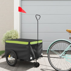 Remorca pentru biciclete, negru si verde, 30 kg, fier GartenMobel Dekor