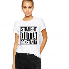 Tricou dama alb - Straight Outta Constanta - L