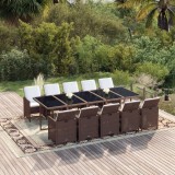 vidaXL Set mobilier de exterior cu perne, 11 piese, maro, poliratan 3095593