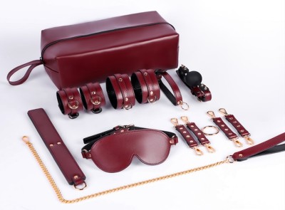 Set BDSM Midnight Play, 6 Piese cu Geanta Depozitare, Burgundy foto