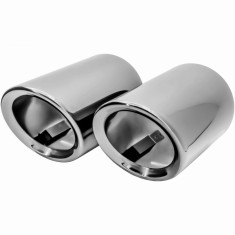 Set de 2 ornamente cromate toba de esapament/evacuare din inox pentru VW Tiguan II, Sportsvan, Golf VI, VII, Plus, Audi, Seat, Skoda