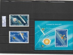 ROMANIA 1986 LP 1149 LP 1150 INTOARCEREA COMETEI HALLEY SERIE SI COLITA NEDANTELATA MNH NESTAMPILATE