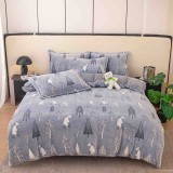 Cumpara ieftin Lenjerie de pat single,cocolino,4 piese,cearceaf de pat normal,gri cu brazi si ursuleti-A1444