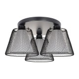 Plafoniera Rotunda Klausen Novos PL3 R Negru 46x21cm 3xE27 Corp Iluminat Modern Textil Metal Design Elegant pentru Living Dormitor Interior LED