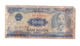 Bancnota Vietnam 5000 dong 1991, circulata, extrem de uzata