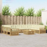 vidaXL Set de canapele de exterior cu pernă 10 pcs Alb și crem 3391185