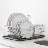 Scurgator vase Navaris, din metal, cu tava de scurgere si suport tacamuri, NAV000011HU007C