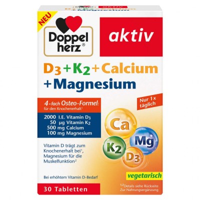D3 + K2 + Calciu + Magneziu Aktiv 30 comprimate Doppelherz foto