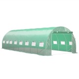 Outsunny Seră de grădină tunel 24m&sup2; 8L x 3l x 2H m - 16 ferestre, Ușă &icirc;nfășurabilă oțel galvanizat, folie PE, Verde | Aosom Romania