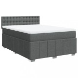 Cumpara ieftin Pat box spring cu saltea, gri inchis, 140x200 cm, textil