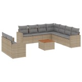 Cumpara ieftin Set canapele de gradina cu perne, 10 piese, bej, poliratan