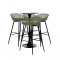 RAKI Set masa si scaune de bar, 5 piese, masa neagra 60x101cm cu 4 scaune Toyama verde negru 48x47x95cm
