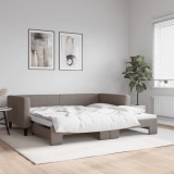 Cumpara ieftin Pat de zi cu extensie, gri taupe, 100x200 cm, textil