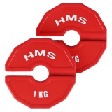 Set 2 Greutati Cauciucate HMS TSN100, 2x1kg, Diametru 35mm, Rosu, Otel, Fitness, Gantere, Haltere