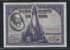 SPANIA -100 Pesetas 15 August 1928 P-76 foto