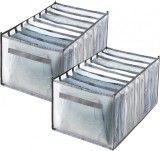 Set de 2 organizatoare pentru haine Liamostee, nailon, transparent/gri, 36 x 20 x 25 cm
