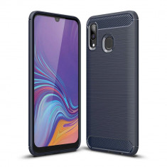 Husa Flexibila Antisoc Carbon pentru Samsung Galaxy A40, Albastru inchis foto