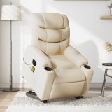 VidaXL Fotoliu electric de masaj rabatabil cu ridicare, crem, textil