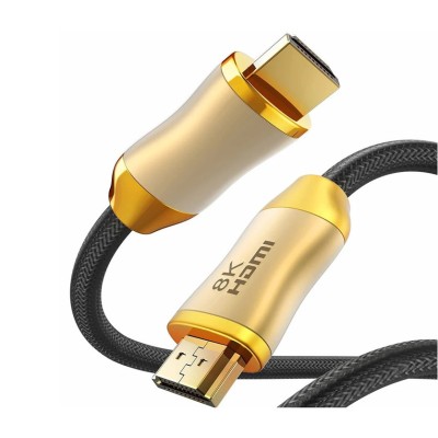 Cablu HDMI 2.1 Fatorm, 2 m, 8K, auriu, negru foto