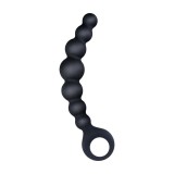 Bile anale NMC Arse Beads 7&quot;, design curbat cu inel de extracție, lungime 17.8 cm, din silicon, negru (635861)