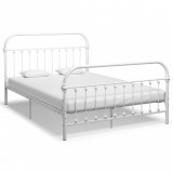 Cadru de pat, alb, 160 x 200 cm, metal, Cires, Dublu, Cu polite semirotunde, vidaXL
