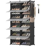 SONGMICS Dulap modular pantofi cu 10 compartimente, cu usi transparente, 83x32x156 cm, negru Household NewTrend