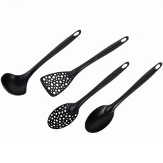 Set Ustensile Bucătărie, 4 Bucăți, Negru, Rezistente la Căldură 95░C
