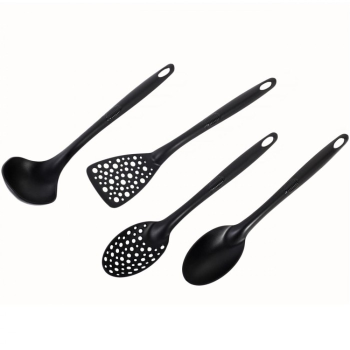 Set Ustensile Bucătărie, 4 Bucăți, Negru, Rezistente la Căldură 95░C