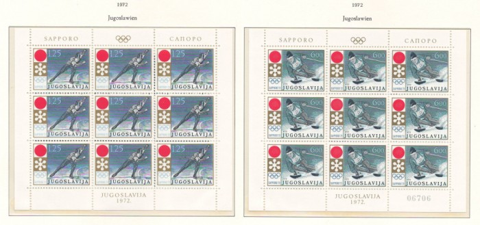 Iugoslavia 1972 Mi 1447/48 klb MNH - Jocurile Olimpice de iarna, Sapporo