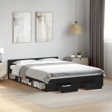 VidaXL Cadru de pat cu sertare, negru, 140x200 cm, lemn prelucrat