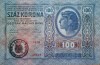 Bancnota 100 COROANE 1912 - Austro-Ungaria , aplicat TIMBRU SPECIAL pe partea maghiară, scrie in rom&acirc;nă UNA SUTA COROANE