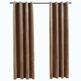 Cumpara ieftin Draperii opace cu inele, 2 buc., bej,140 x 245 cm, catifea