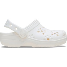 Saboti Crocs Classic Toddler Floral Cut-Out Clog Alb - Chalk