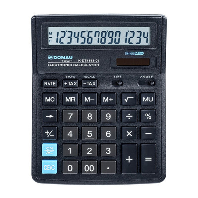 Calculator De Birou, 14 Digits, 193 X 143 X 38 Mm, Donautech Dt4141- Negru foto