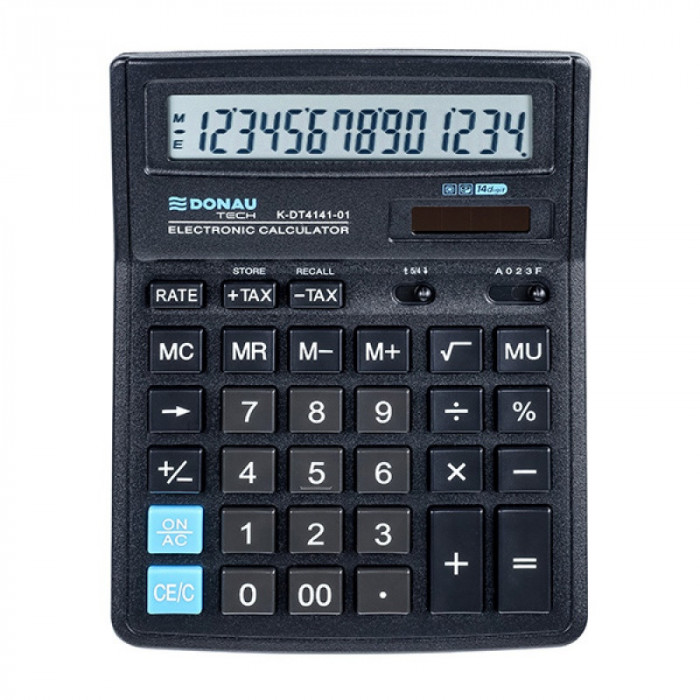 Calculator De Birou, 14 Digits, 193 X 143 X 38 Mm, Donautech Dt4141- Negru