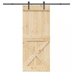 vidaXL Ușă glisantă cu set de feronerie 95x210 cm, lemn masiv de pin 3332758