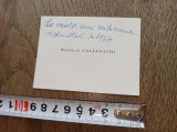 SCARLAT CALLIMACHI, CARTE DE VIZITA CU INSEMNARE OLOGRAFA
